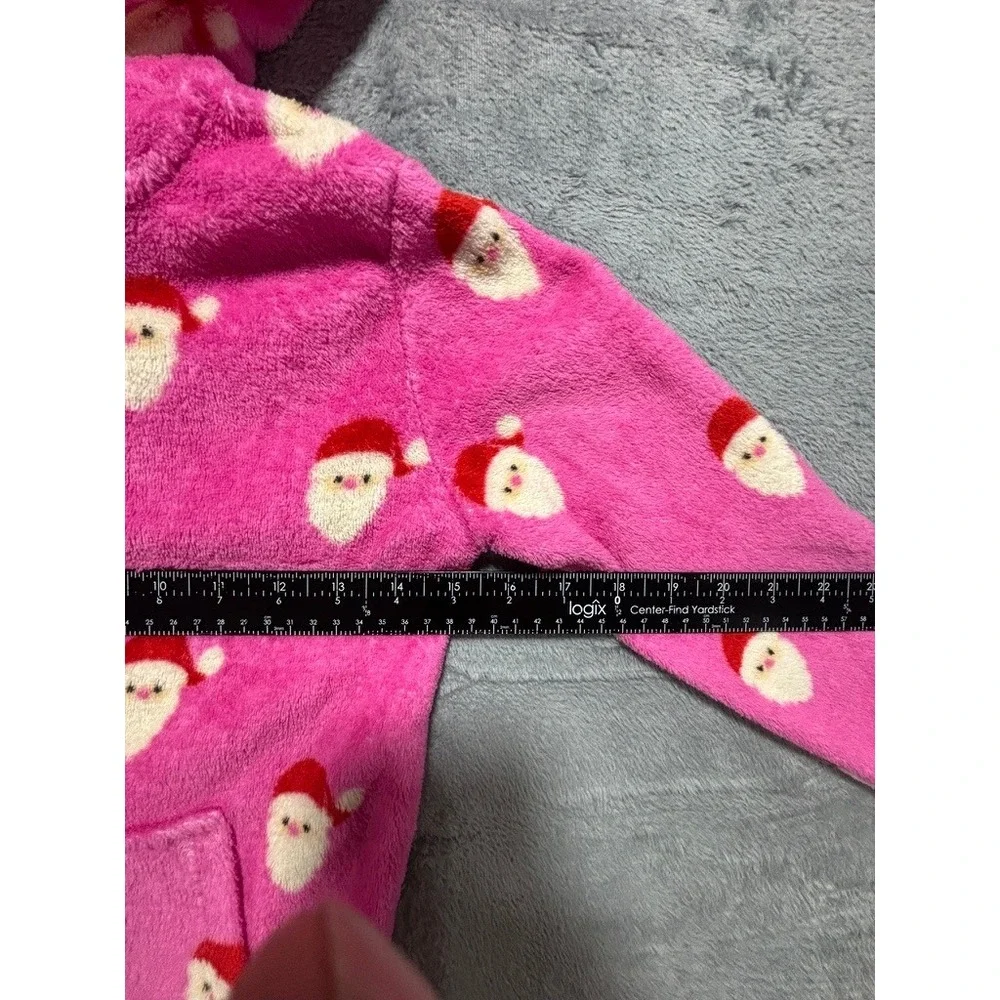 Forever 21 Kids Girls 9/10 Pink Santa Hooded One Piece‎ Pajamas Christmas Cozy